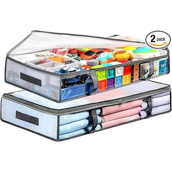 2 Pack Under Bed Storage Containers Bins, Humid-Proof Plastic Underbed Storage - Picture 7 of 7